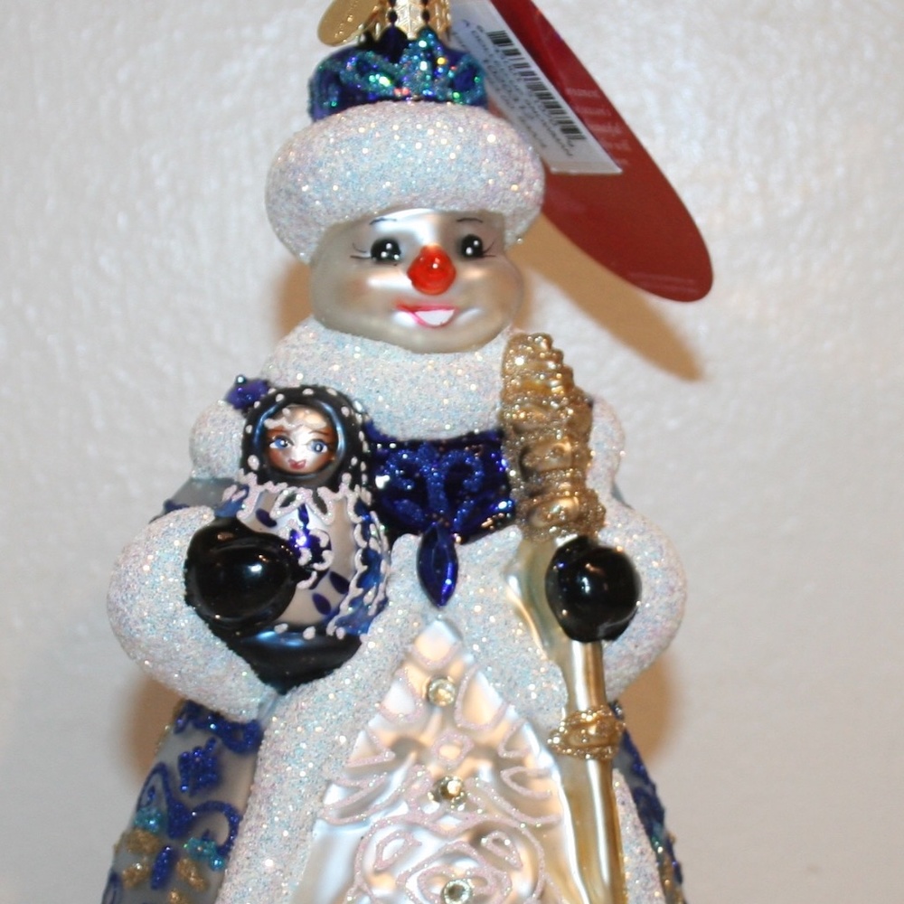 Christopher Radko Glass Ornament Dolled Up Snowman Snowlady